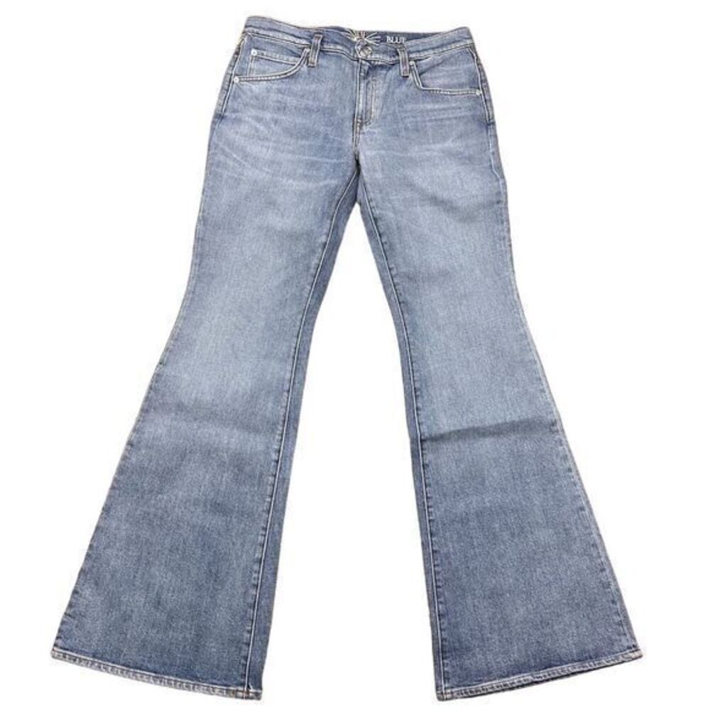 NWT Daily Blue Women's Peace Bell Flared Relaxed Jeans Size 30 Blue Denim‎